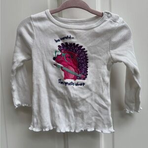 Okie Dokie 12M Girl White Be Careful I’m Pretty Sharp Long Sleeve Tee Blouse